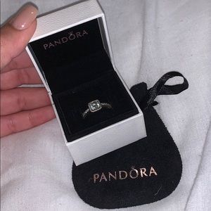 Pandora Square Sparkle Halo Ring size 7